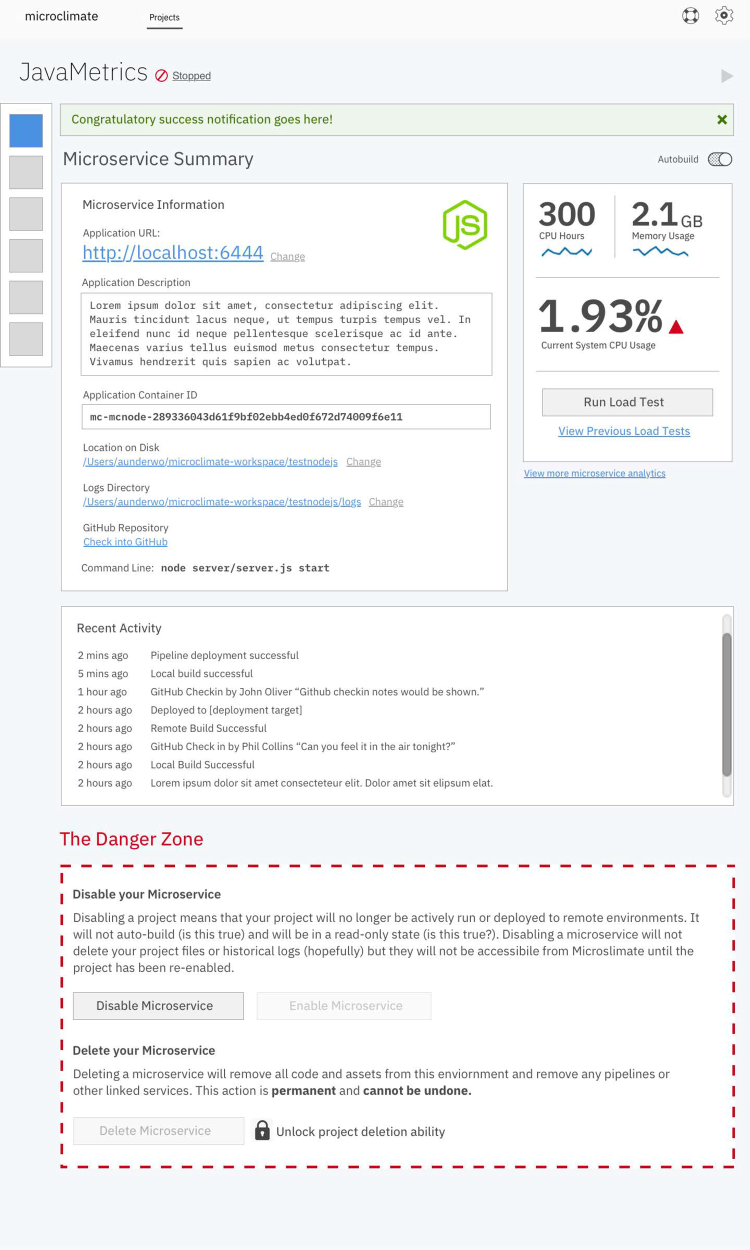 Screenshot of Microclimate Wireframe