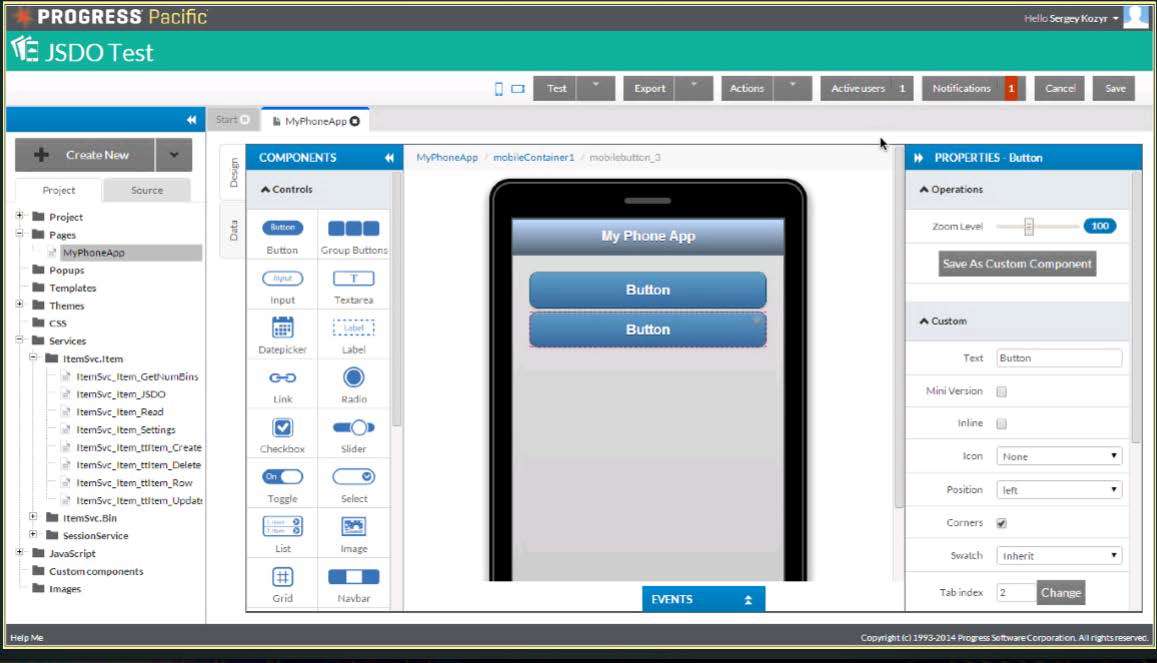 Screenshot of Progress Rollbase