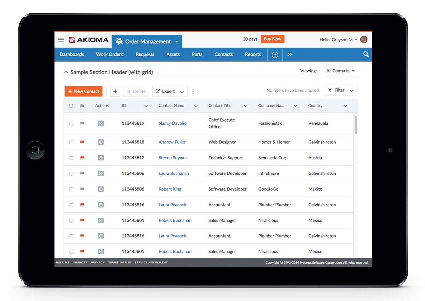 Screenshot of Progress Rollbase