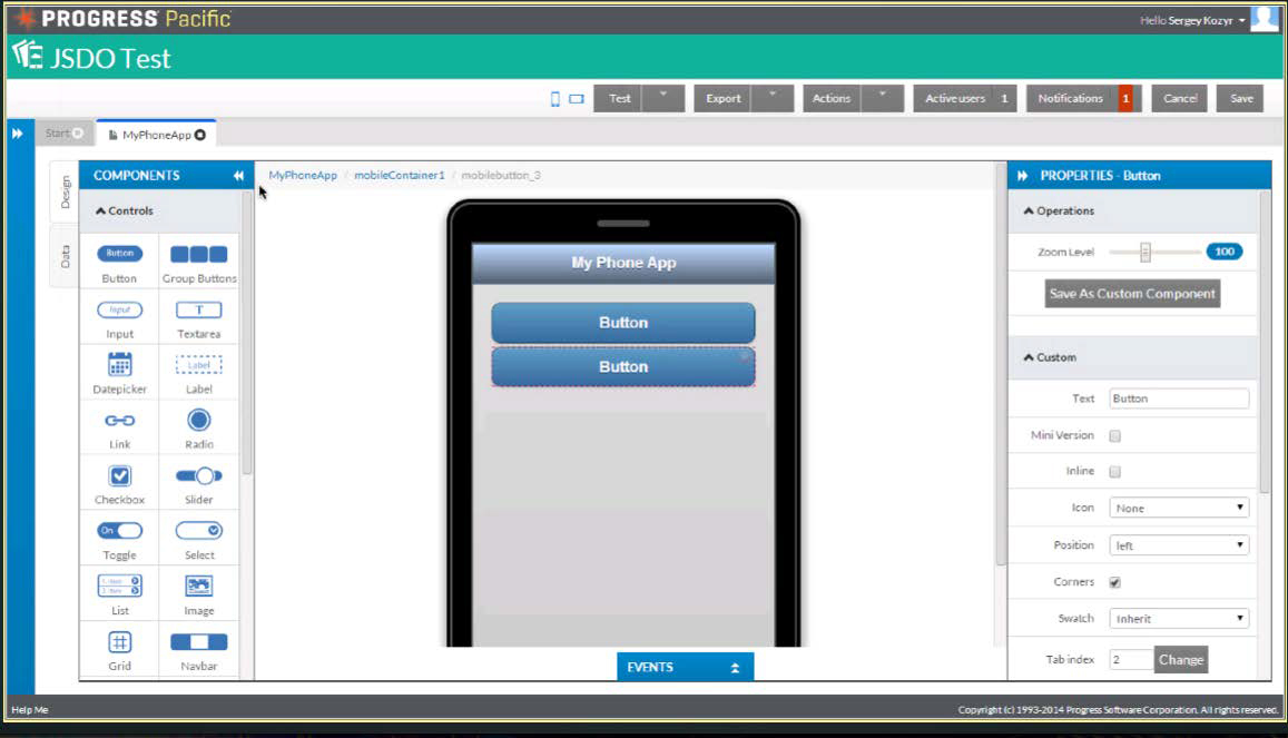 Screenshot of Progress Rollbase