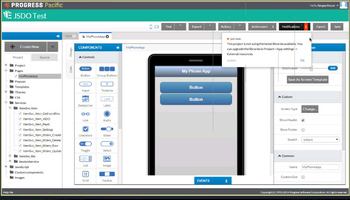 Screenshot of Progress Rollbase